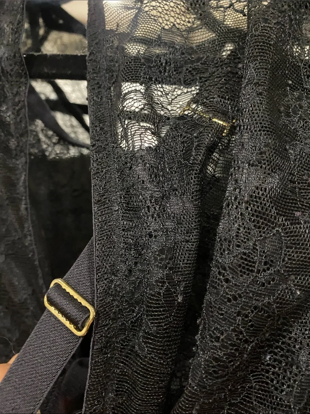 Cacique Black Lace High-Neck Bralette with Scalloped Trim